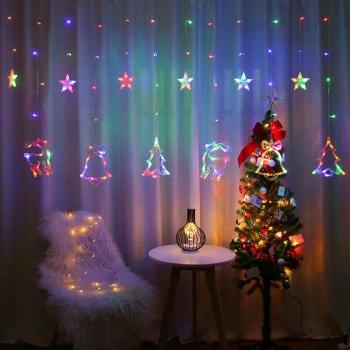 Новогодняя светодиодная гирлянда с фигурами колокольчик, елка, олень (мульти) 3 м (оптом / розница / дропшиппинг)