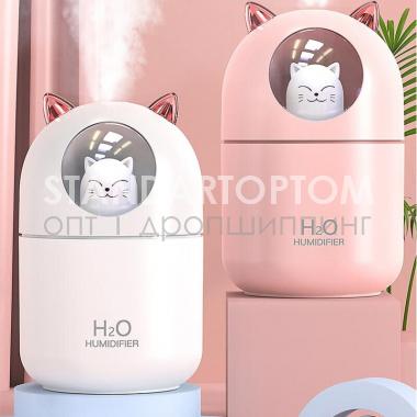 Мини-увлажнитель воздуха аромадиффузор H20 котик + LED светильник ночник (оптом / розница / дропшиппинг)
